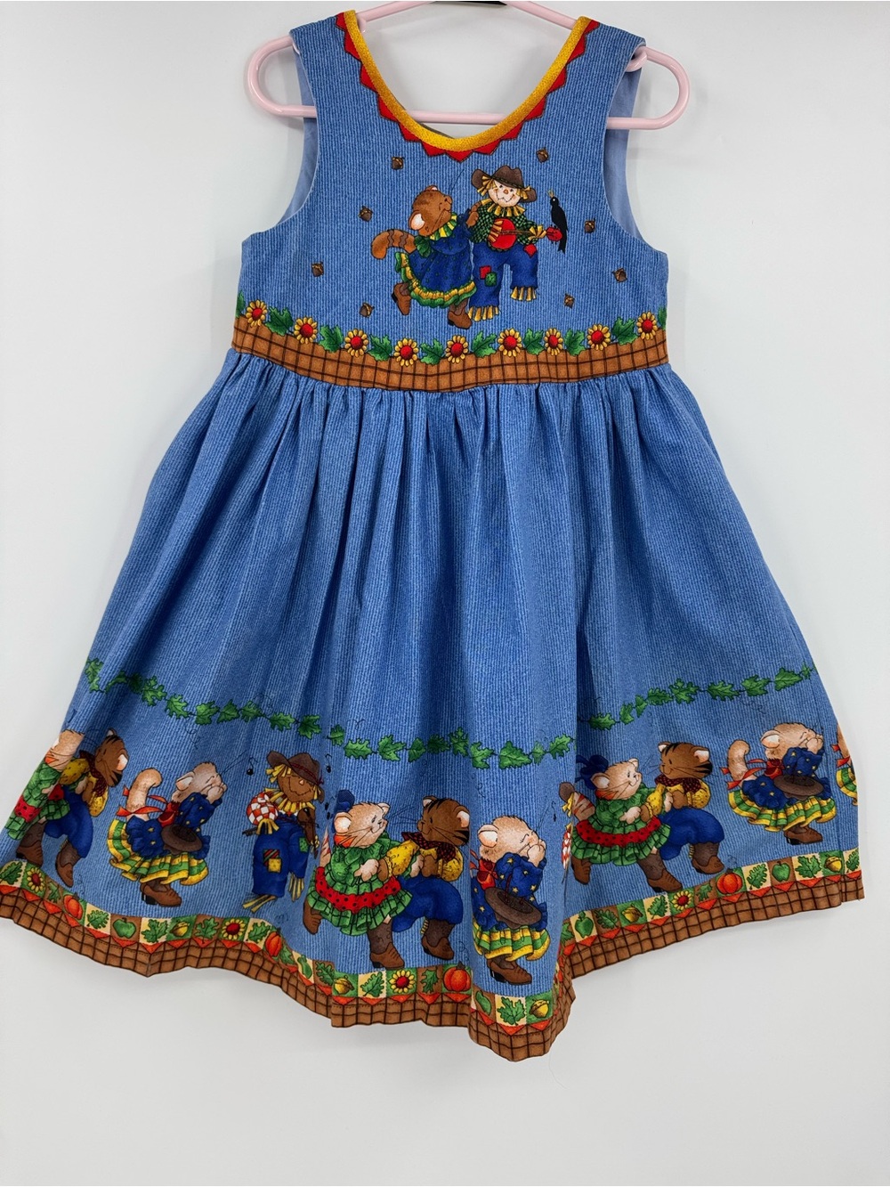 Vintage 70s Cottagecore Farmhouse Americana Thanksgiving Western Girls Dress 3T - Picture 6 of 11